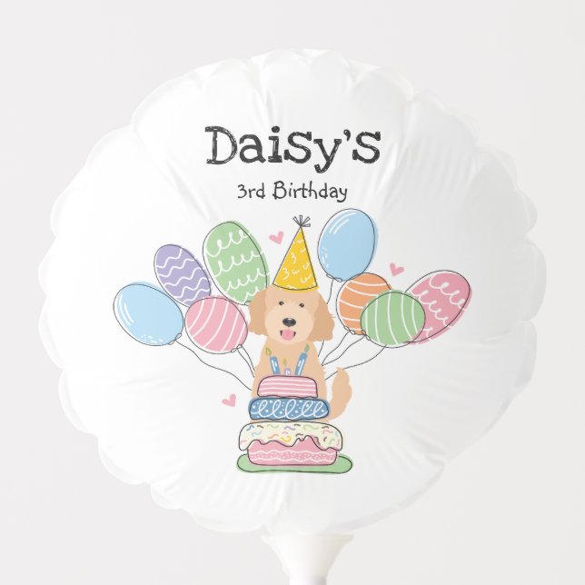 Goldendoodle Dog Birthday Party Balloon (Front)