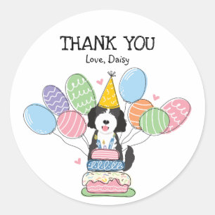 Goldendoodle Dog Birthday Party Favor Tags Sticker