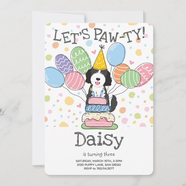 Goldendoodle Dog Birthday Party Invitation (Front)