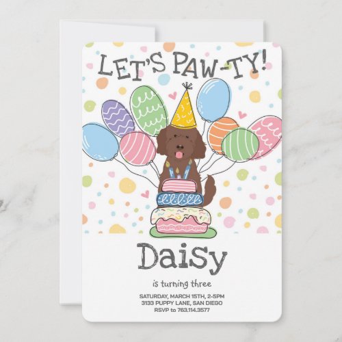 Goldendoodle Dog Birthday Party Invitation