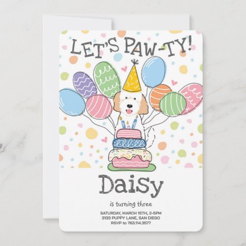 Goldendoodle Dog Birthday Party Invitation