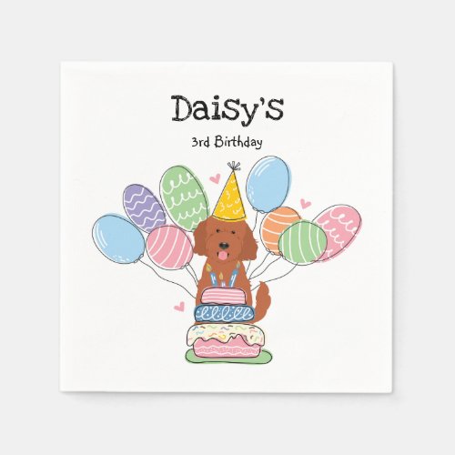 Goldendoodle Dog Birthday Party Paper Napkins