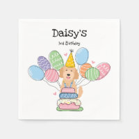 Goldendoodle Dog Birthday Party Paper Napkins