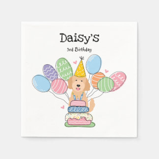Goldendoodle Dog Birthday Party Paper Napkins