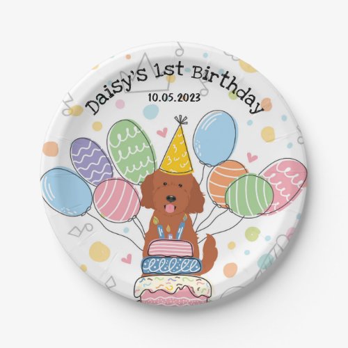 Goldendoodle Dog Birthday Party Paper Plates