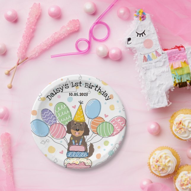 Goldendoodle Dog Birthday Party Paper Plates (Party)