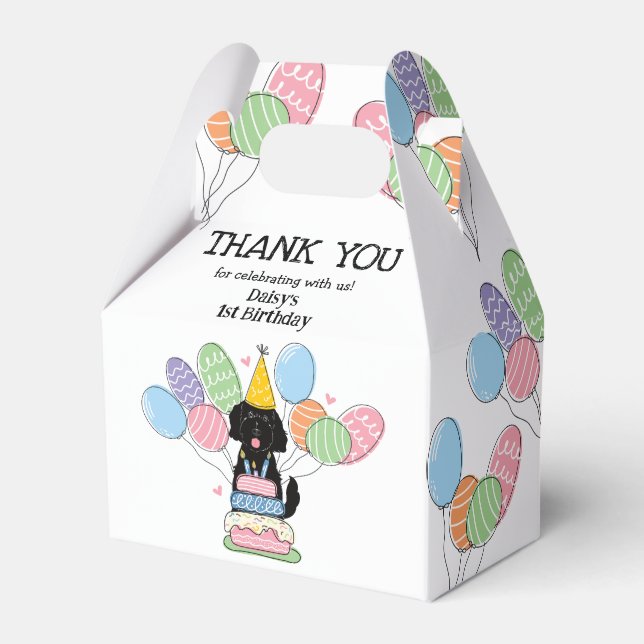 Goldendoodle Dog Birthday Thank You Favor Box (Front Side)