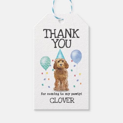 Goldendoodle Dog Birthday Thank You Favor Gift Tag