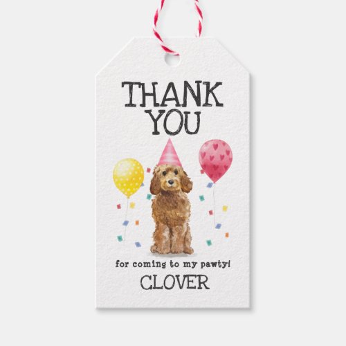 Goldendoodle Dog Birthday Thank You Favor Gift Tag