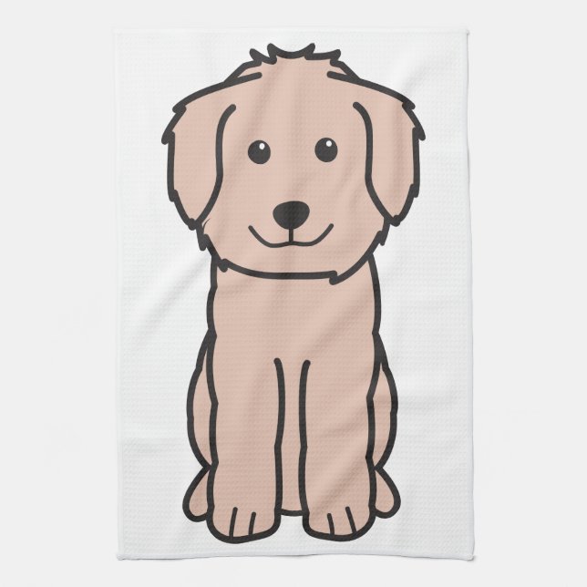 Goldendoodle Dog Cartoon Towel (Vertical)