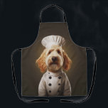 Goldendoodle Dog Chef Apron<br><div class="desc">This delightful design showcases a Goldendoodle sporting a chef's hat. Ideal for pet-loving chefs and casual cooks alike,  this design brings a touch of joy and fun to the kitchen!</div>