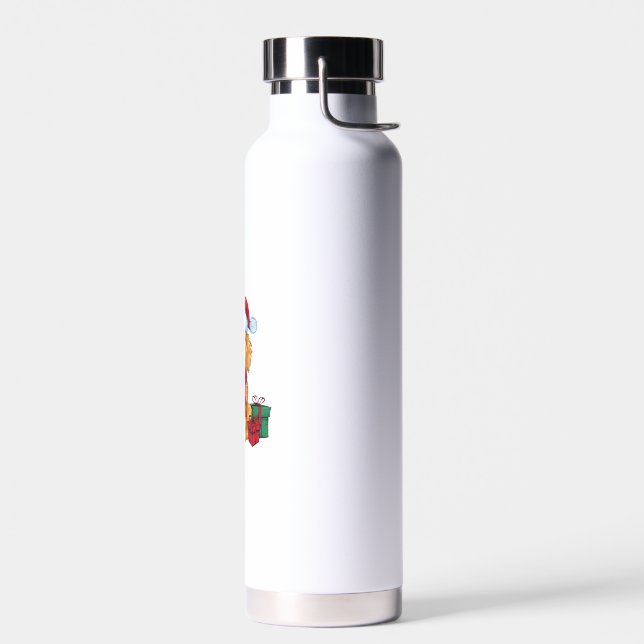 Goldendoodle Dog Christmas Celebration Santa Dog X Water Bottle (Left)