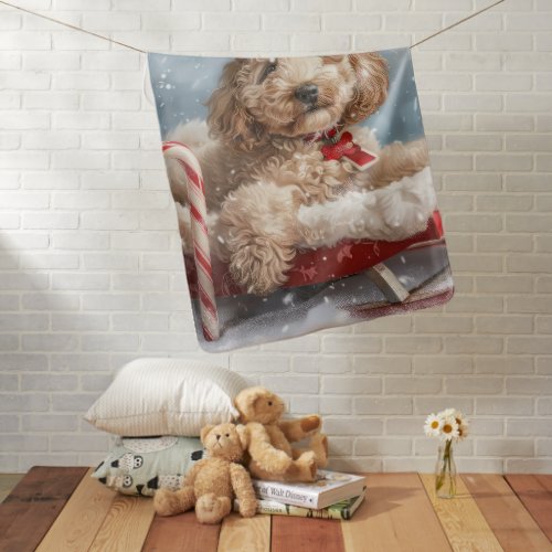 Goldendoodle Dog Christmas Festive  Baby Blanket