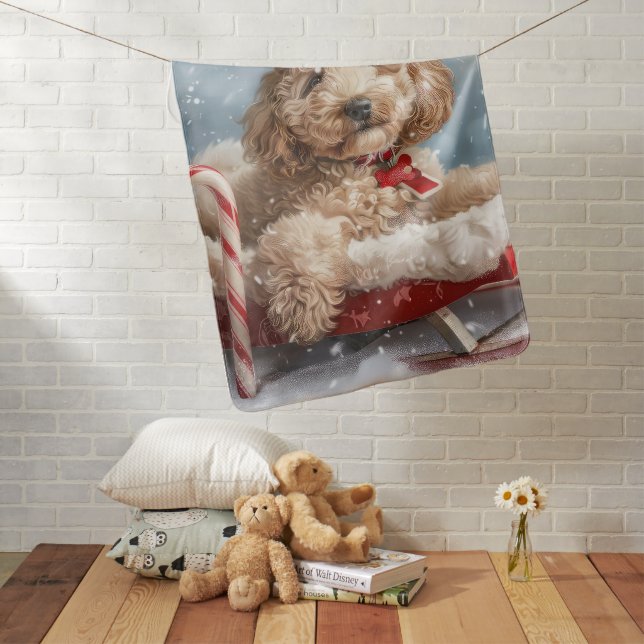 Goldendoodle Dog Christmas Festive  Baby Blanket (In Situ)