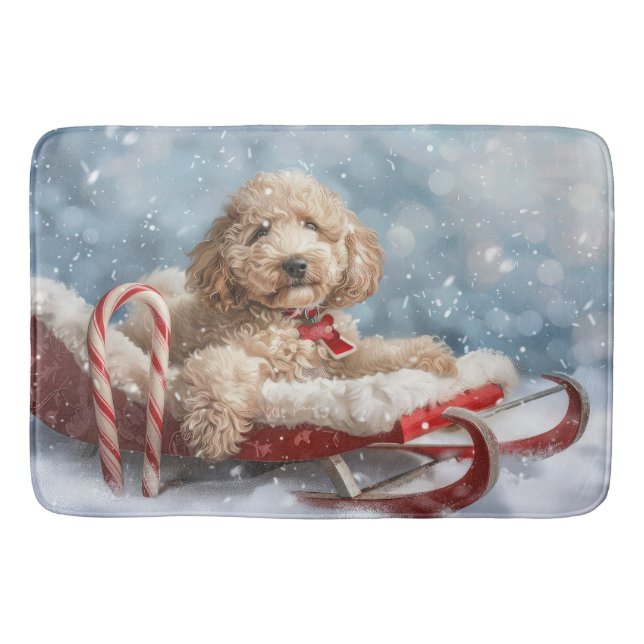 Goldendoodle Dog Christmas Festive  Bath Mat (Front)