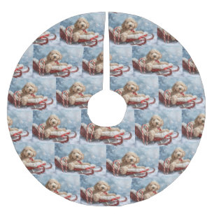 Goldendoodle Dog Christmas Festive Brushed Polyester Tree Skirt