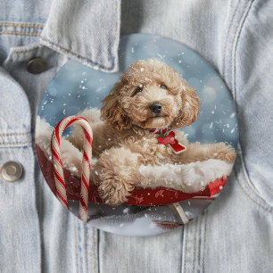 Goldendoodle Dog Christmas Festive Button