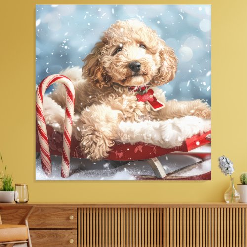 Goldendoodle Dog Christmas Festive  Canvas Print