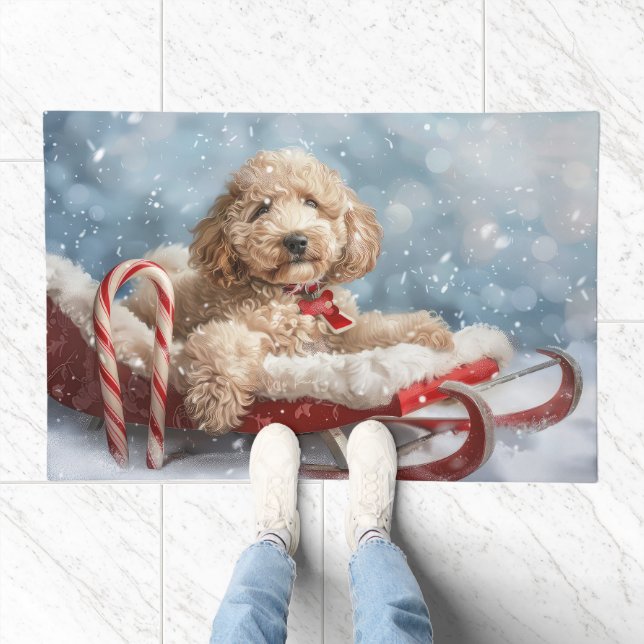 Goldendoodle Dog Christmas Festive  Doormat (Indoor)