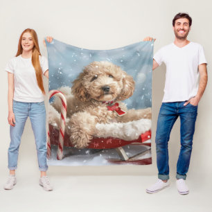Goldendoodle Dog Christmas Festive Fleece Blanket