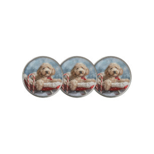 Goldendoodle Dog Christmas Festive Golf Ball Marker