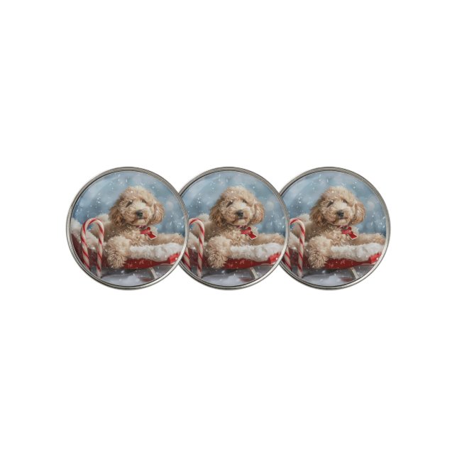 Goldendoodle Dog Christmas Festive  Golf Ball Marker (3 Up)