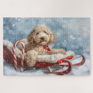 Goldendoodle Dog Christmas Festive Jigsaw Puzzle