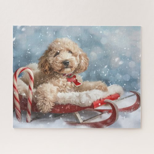 Goldendoodle Dog Christmas Festive  Jigsaw Puzzle