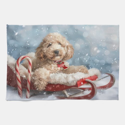 Goldendoodle Dog Christmas Festive  Kitchen Towel