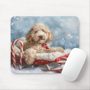 Goldendoodle Dog Christmas Festive Mouse Pad