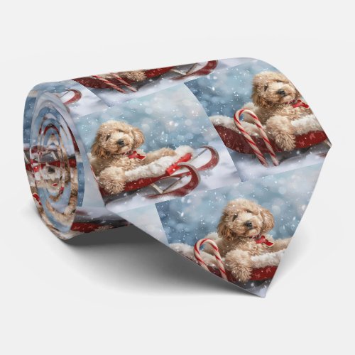 Goldendoodle Dog Christmas Festive  Neck Tie