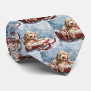 Goldendoodle Dog Christmas Festive Neck Tie