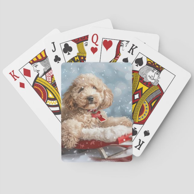 Goldendoodle Dog Christmas Festive  Poker Cards (Back)