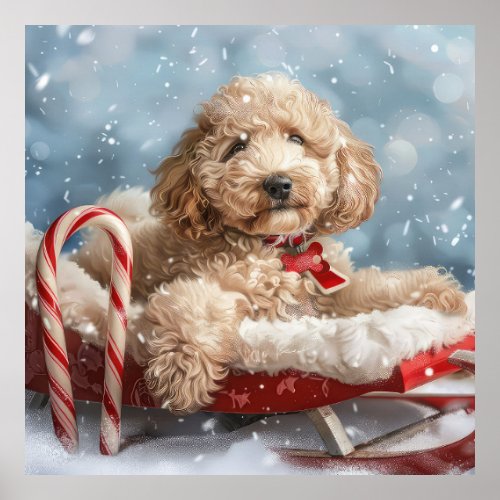 Goldendoodle Dog Christmas Festive  Poster