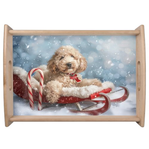 Goldendoodle Dog Christmas Festive  Serving Tray