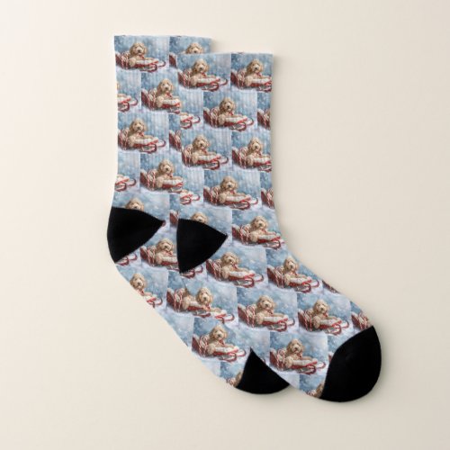 Goldendoodle Dog Christmas Festive  Socks