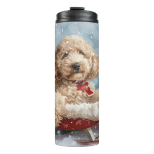 Goldendoodle Dog Christmas Festive Thermal Tumbler