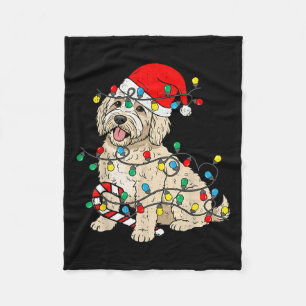 Goldendoodle Dog Christmas Lights Santa Xmas Pet D Fleece Blanket