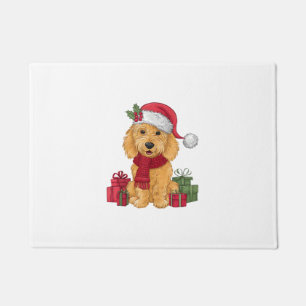 Goldendoodle Dog Christmas Outfits Santa Hat Dog X Doormat