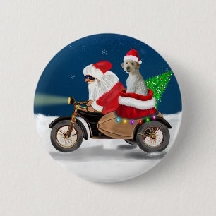 Goldendoodle dog Christmas Santa Claus Button
