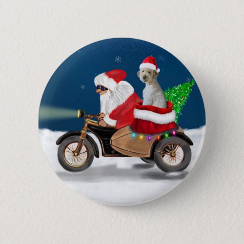 Goldendoodle dog Christmas Santa Claus  Button