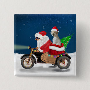 Goldendoodle dog Christmas Santa Claus Button
