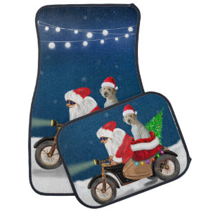Goldendoodle dog Christmas Santa Claus Car Floor Mat