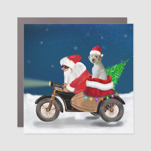 Goldendoodle dog Christmas Santa Claus  Car Magnet