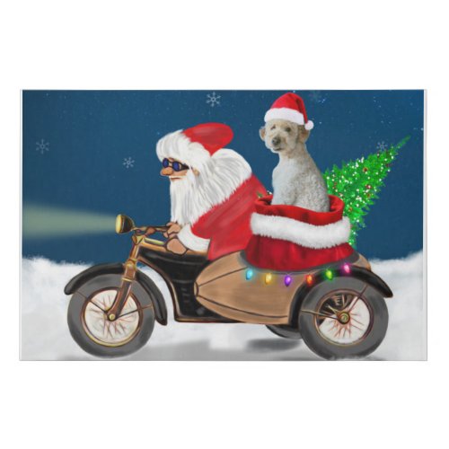 Goldendoodle dog Christmas Santa Claus  Faux Canvas Print