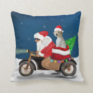 Goldendoodle dog Christmas Santa Claus Throw Pillow