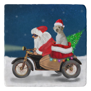 Goldendoodle dog Christmas Santa Claus Trivet