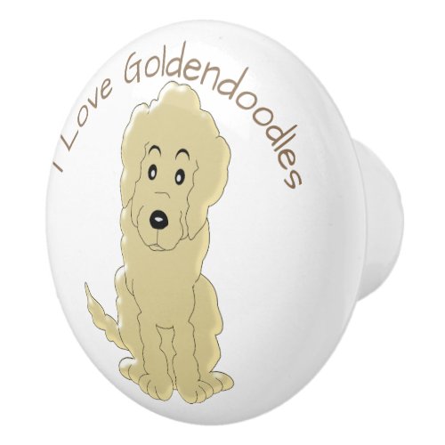 Goldendoodle Dog Design Ceramic Knob