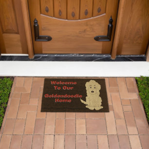 Goldendoodle Dog Design Personalised Fiber Doormat