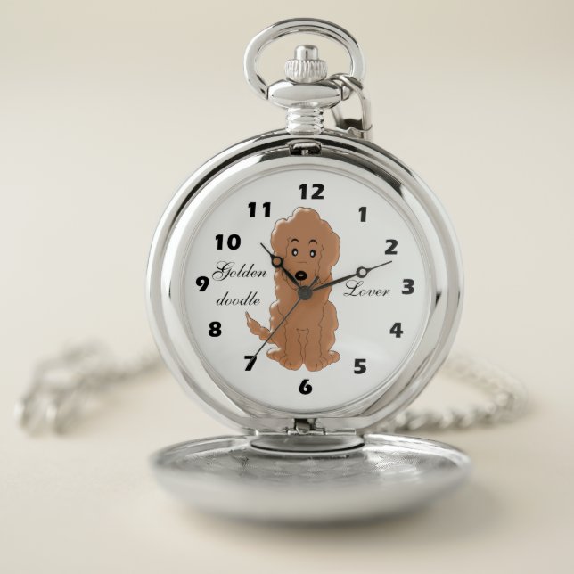 Goldendoodle Dog Design Personalised Pocket Watch (Inside)